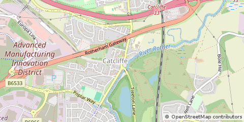 Map of Catcliffe, Rotherham Yorks