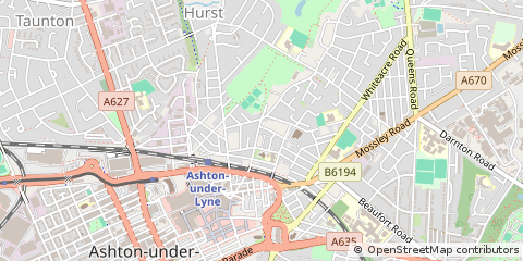 Map of Ashton Under Lyne, Lancashire