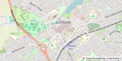 Map of Lichfield, Staffordshire
