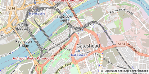 Map of Gateshead, Tyne and Wear
