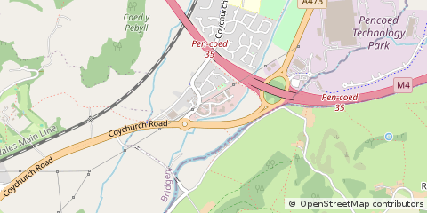 Map of Bridgend, MID Glamorgan