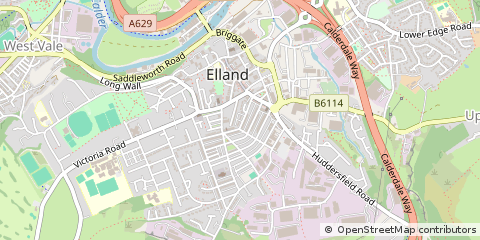 Map of Elland, West Yorkshire