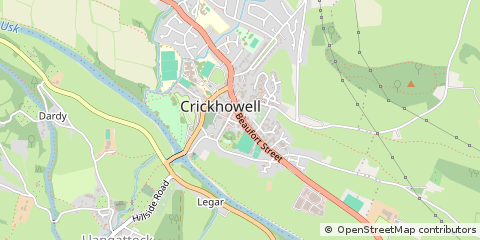 Map of Crickhowell, Powys
