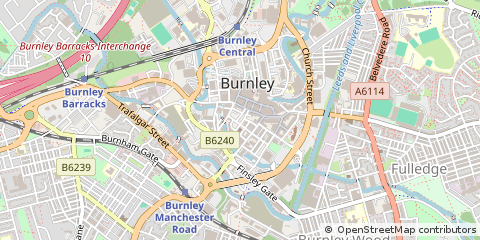 Map of Burnley, Lancashire