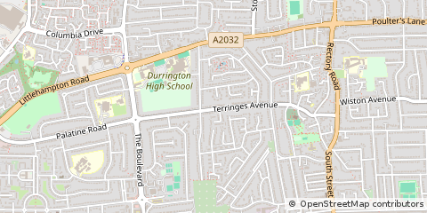 Map of Worthing, West Sussex,