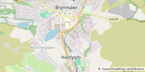 Map of Ebbw Vale, Blaenau Gwent