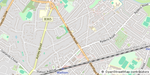 Map of Walton-on-Thames, Surrey