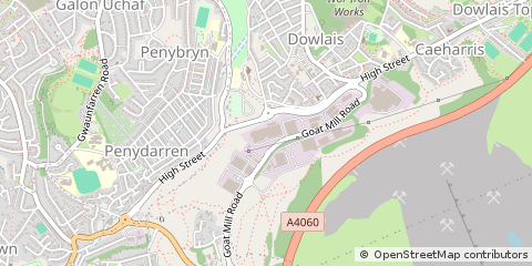 Map of Merthyr Tydfil, MID Glamorgan