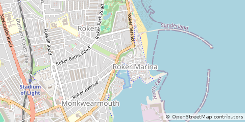 Map of Sunderland, Tyne & Wear