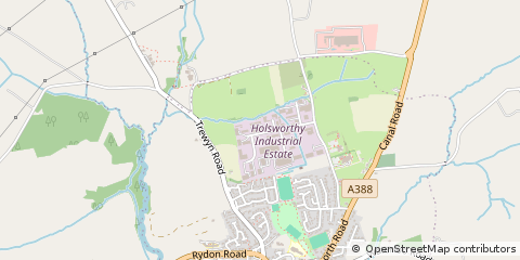 Map of Holsworthy, Devon