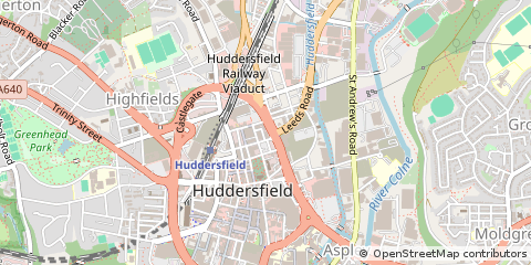 Map of Huddersfield, West Yorkshire