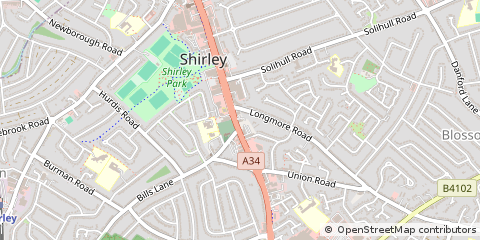 Map of Solihull, West Midlands