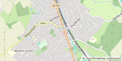 Map of Radlett, Hertfordshire