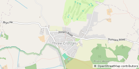 Map of Three Crosses, Swansea