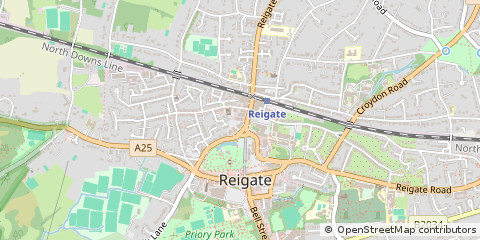 Map of Reigate, Surrey