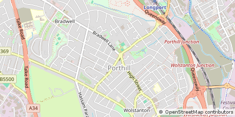 Map of Newcastle Under Lyme, Staffordshire