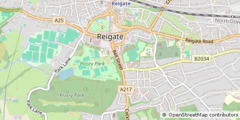 Map of Reigate, Surrey