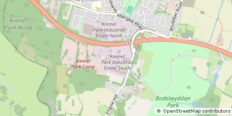 Map of Bodelwyddan, Denbighshire