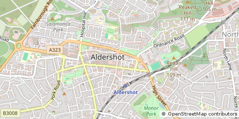 Map of Aldershot, Hampshire