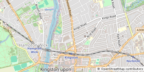 Map of Kingston Upon Thames, Surrey