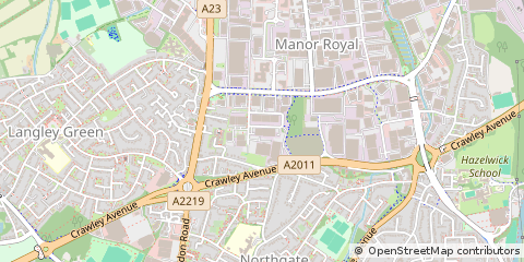 Map of Crawley, West Sussex