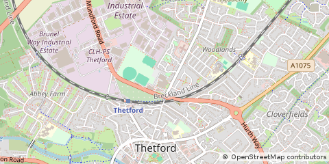 Map of Thetford, Norfolk