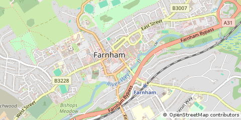 Map of Farnham, Surrey