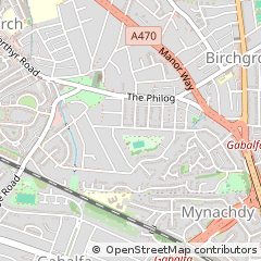 Map of Caerdydd, Cymru