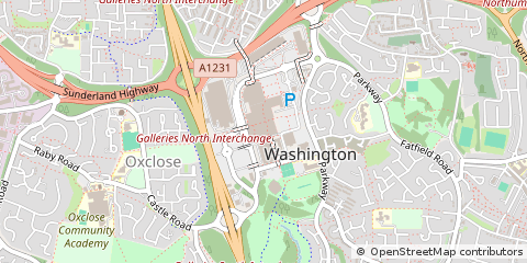 Map of Washington, Tyne and Wear