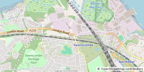 Map of Swanscombe, Kent