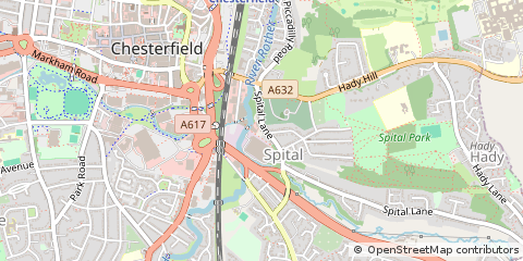 Map of Chesterfield, Derbyshire