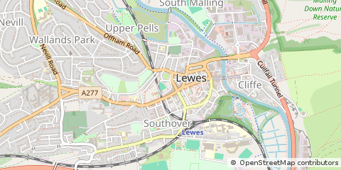 Map of Lewes, East Sussex