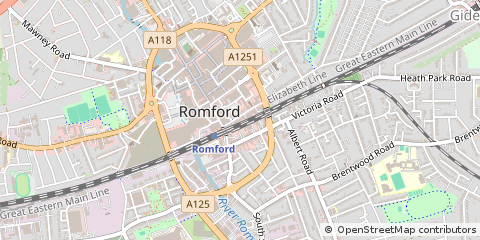 Map of Romford, Essex