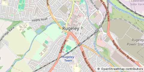 Map of Rugeley, Staffordshire