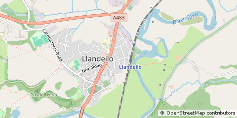 Map of Llandeilo, Carmarthenshire