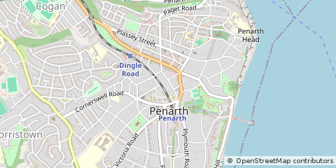 Map of Penarth, Vale of Glamorgan