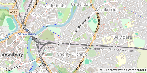 Map of Shrewsbury, Shropshire