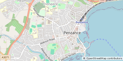 Map of Penzance, Cornwall