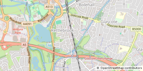 Map of Tamworth, Staffs