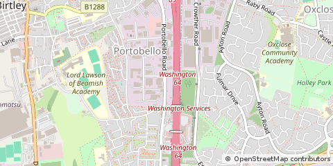 Map of Portobello Road, Birtley, County Durham