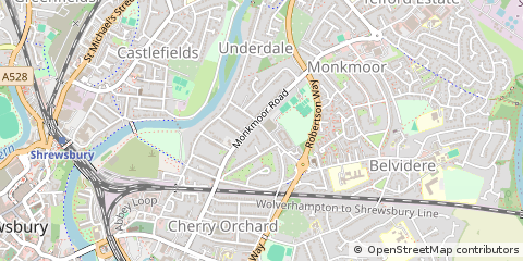 Map of Monkmoor, Shrewsbury