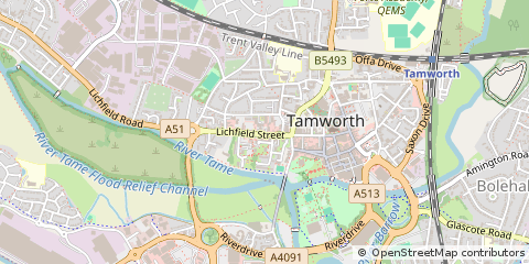 Map of Tamworth, Staffordshire