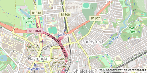 Map of Newcastle Upon Tyne, Tyne and Wear