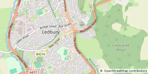 Map of Ledbury, Herefordshire