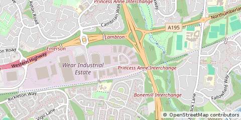 Map of Washington, Tyne and Wear