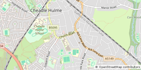 Map of Cheadle, Cheshire