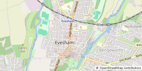 Map of Evesham, Worcestershire