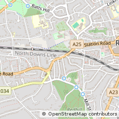 Map of Redhill, Surrey