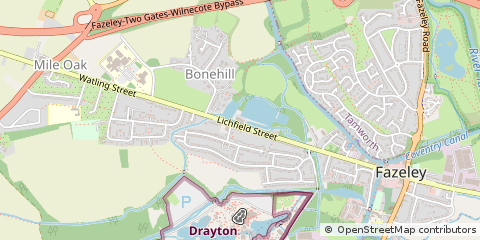 Map of Fazeley Tamworth, Staffordshire