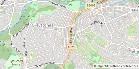Map of Sheffield, South Yorkshire